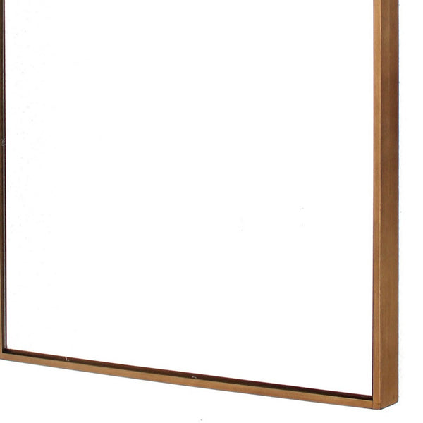 Contemporary Metal Wall Mirror with Arched Style Frame, Gold - BM209094