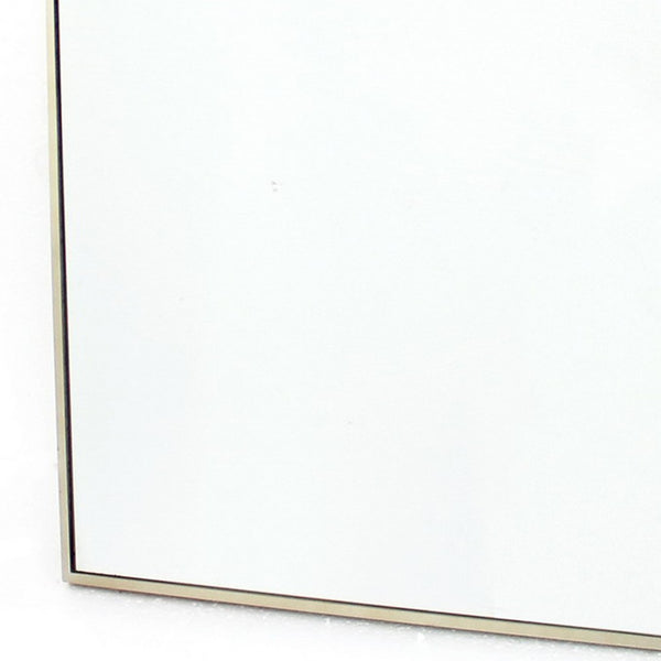 Contemporary Metal Wall Mirror with Arched Style Frame, Silver - BM209095