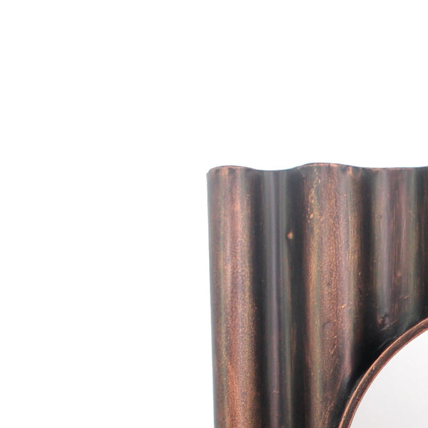 Traditional Style Wooden Round Mirror with Panpipe Style Frame , Brown - BM209096