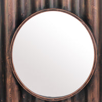 Traditional Style Wooden Round Mirror with Panpipe Style Frame , Brown - BM209096