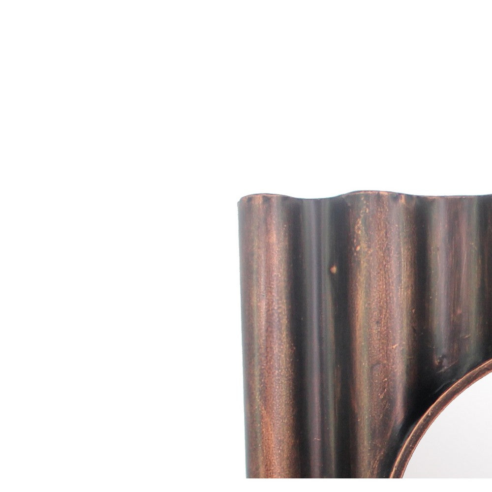 Traditional Style Wooden Round Mirror with Panpipe Style Frame , Brown - BM209096