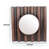 Traditional Style Wooden Round Mirror with Panpipe Style Frame , Brown - BM209096