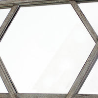 Transitional Wooden Wall Mirror with Hexagram Shape Design, Brown - BM209097
