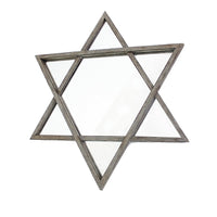 Transitional Wooden Wall Mirror with Hexagram Shape Design, Brown - BM209097