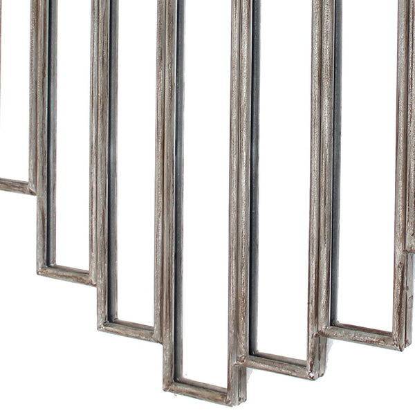 Wooden Wall Mirror with Multiple Framed Sculptures, Silver - BM209098