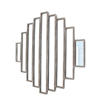 Wooden Wall Mirror with Multiple Framed Sculptures, Silver - BM209098