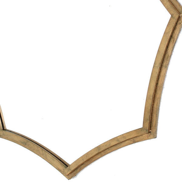 Wooden Wall Mirror with Curved Hexagram Shape Frame, Brown - BM209099