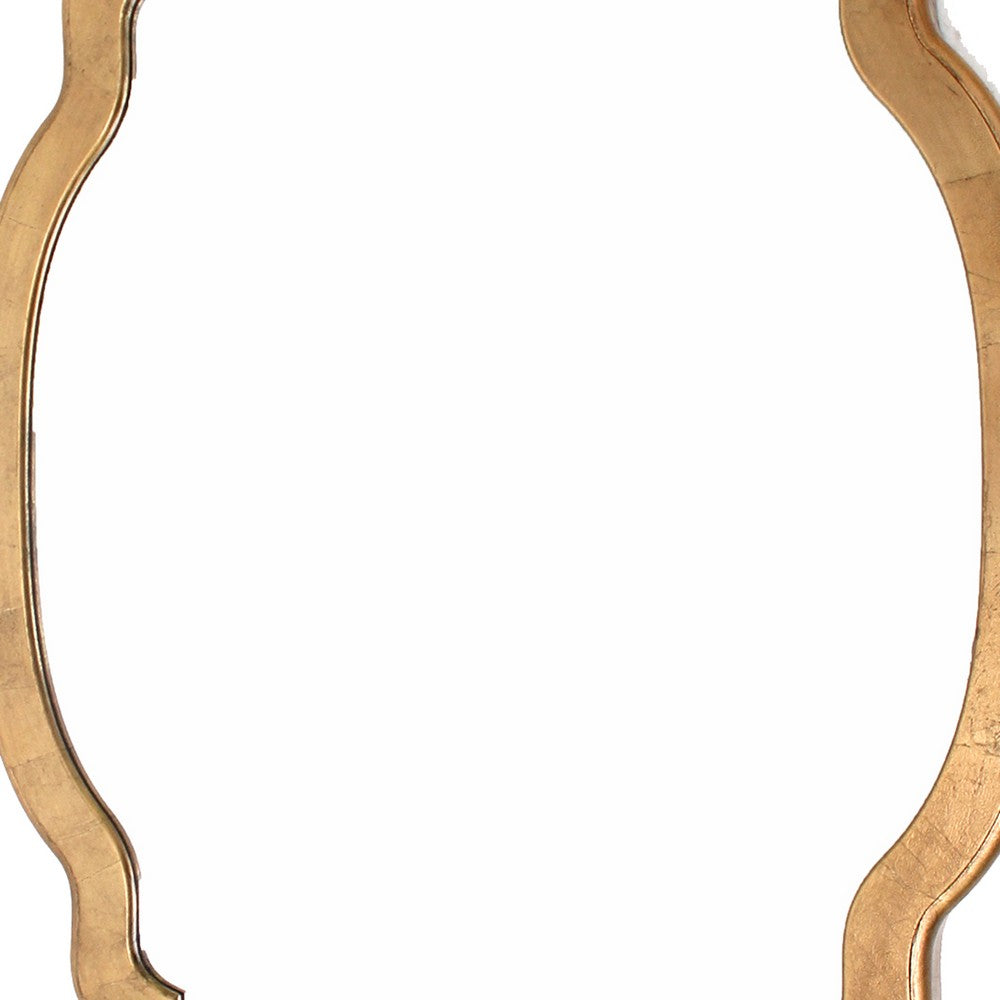 Wooden Frame Wall Mirror in Quatrefoil Shape and Elegant Curves, Gold - BM209101