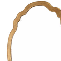 Wooden Frame Wall Mirror in Quatrefoil Shape and Elegant Curves, Gold - BM209101