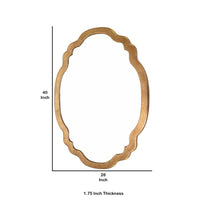 Wooden Frame Wall Mirror in Quatrefoil Shape and Elegant Curves, Gold - BM209101