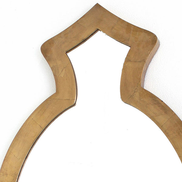 Contemporary Wooden Wall Mirror with Quatrefoil Shape Design, Gold - BM209105