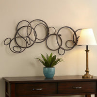 Industrial Style Metal Wall Decor with Multiple Circles, Bronze - BM209107