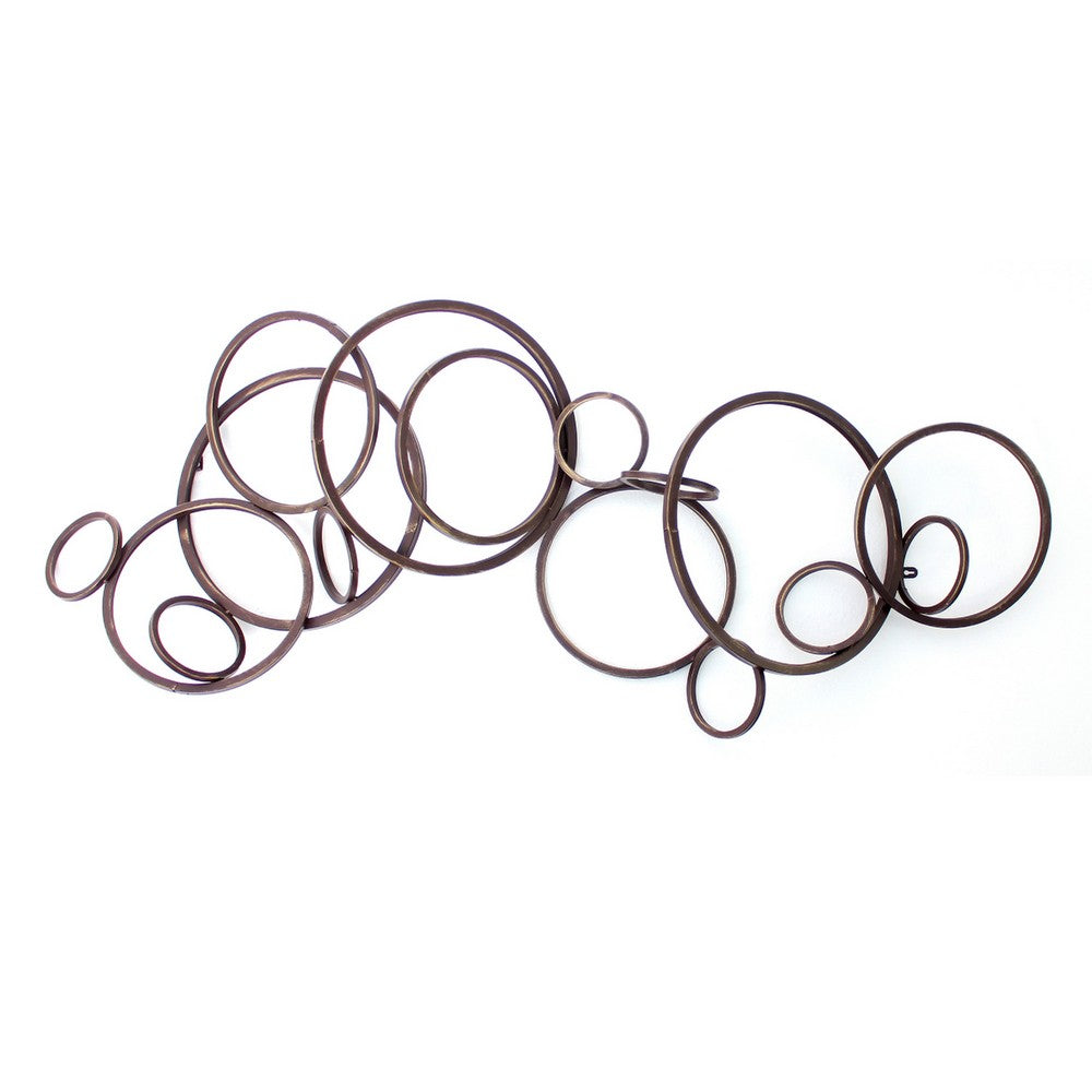 Industrial Style Metal Wall Decor with Multiple Circles, Bronze - BM209107