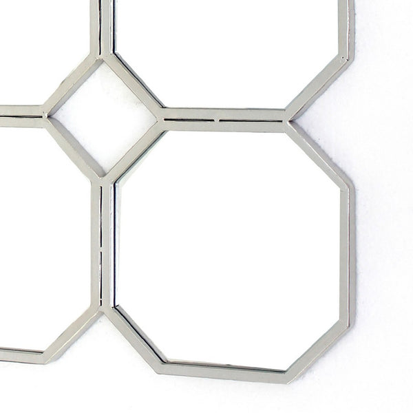 Metal Wall Mirror with Nine Connected Octagonal Mirror Shapes, Silver - BM209108