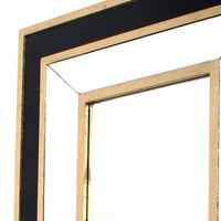 Rectangular Wooden Dressing Mirror with Beveled Edges, Black and Gold - BM209115