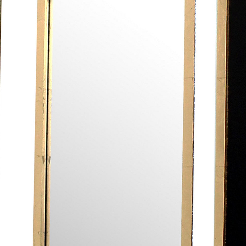 Rectangular Wooden Dressing Mirror with Beveled Edges, Black and Gold - BM209115