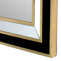 Rectangular Wooden Dressing Mirror with Beveled Edges, Black and Gold - BM209115