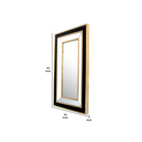 Rectangular Wooden Dressing Mirror with Beveled Edges, Black and Gold - BM209115