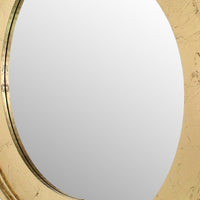 Semicircle Wooden Dressing Mirror with Interlaced Pattern Design, Gold - BM209116