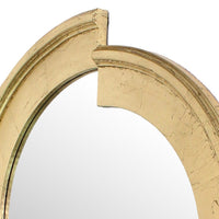 Semicircle Wooden Dressing Mirror with Interlaced Pattern Design, Gold - BM209116