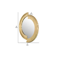 Semicircle Wooden Dressing Mirror with Interlaced Pattern Design, Gold - BM209116