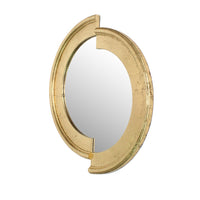 Semicircle Wooden Dressing Mirror with Interlaced Pattern Design, Gold - BM209116
