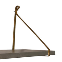 Rectangular Wooden Wall Shelf with Metal Holders, Gray and Gold - BM209118