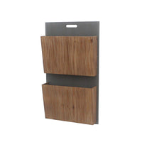 Wooden 2 Tier Functional Wall Magazine Rack, Brown and Black - BM209119