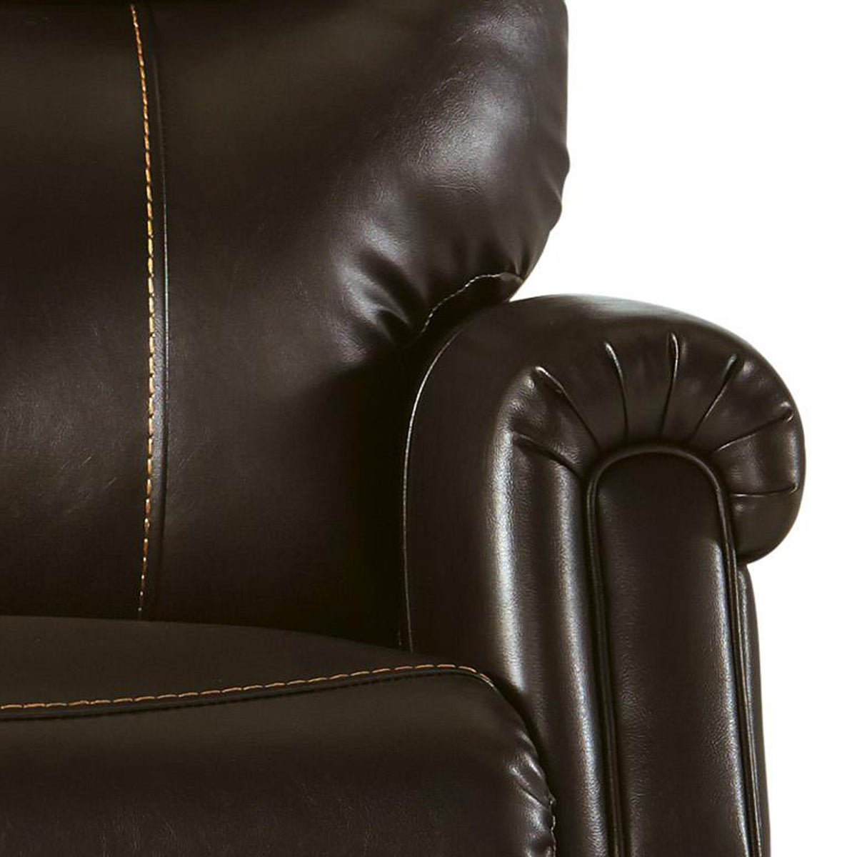 Leatherette Metal Frame Power Lift Recliner with Tufted Back in Brown - BM209308