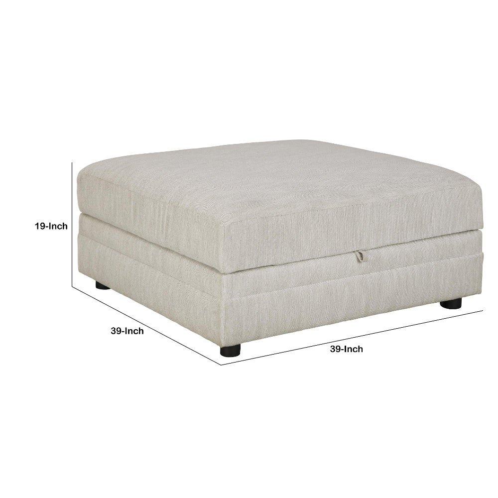 Wooden Ottoman with Hidden Storage and Tubular Legs in White - BM209320