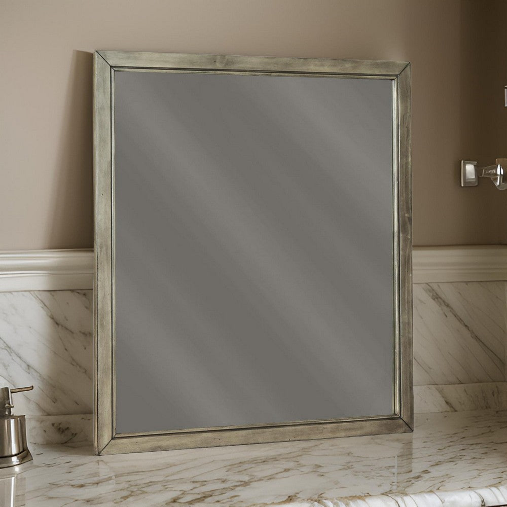 Contemporary Style Rectangular Top Bedroom Mirror in Gray - BM209348