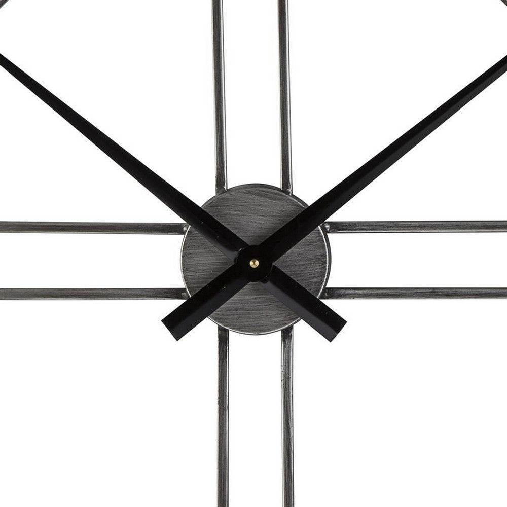 Industrial Round Metal Wall Clock with Roman Numerals in Gray - BM209373