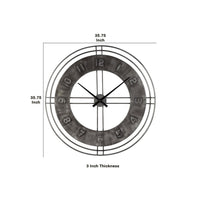 Industrial Round Metal Wall Clock with Roman Numerals in Gray - BM209373
