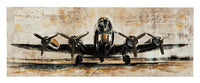 Gallery Wrapped Canvas Wall Art with Airplane Print, Brown and Black  - BM209415