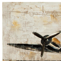 Gallery Wrapped Canvas Wall Art with Airplane Print, Brown and Black  - BM209415