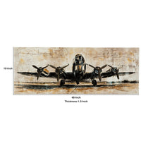 Gallery Wrapped Canvas Wall Art with Airplane Print, Brown and Black  - BM209415