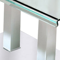 Metal and Glass Dining table with Dual Post Pedestal base, Chrome - BM209530
