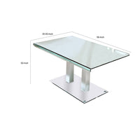 Metal and Glass Dining table with Dual Post Pedestal base, Chrome - BM209530