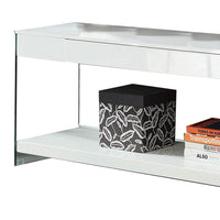 Wood and Glass TV Stand with Two Drawers, White - BM209542