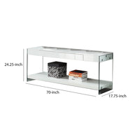 Wood and Glass TV Stand with Two Drawers, White - BM209542