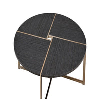 Coffee Table with X Shaped Metal Base and Round Wooden Top, Gold and Gray - BM209590