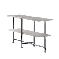 Sofa Table with X Shaped Metal Base and 2 Storage Shelves, Silver and Beige - BM209594