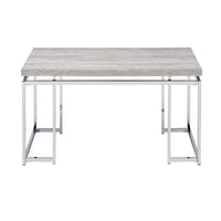 Coffee Table with Rectangular Tabletop and Metal Legs, Silver and Brown - BM209595