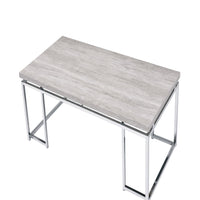 Coffee Table with Rectangular Tabletop and Metal Legs, Silver and Brown - BM209595