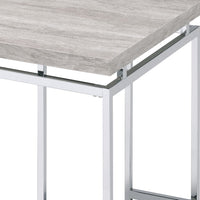 Coffee Table with Rectangular Tabletop and Metal Legs, Silver and Brown - BM209595
