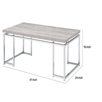 Coffee Table with Rectangular Tabletop and Metal Legs, Silver and Brown - BM209595