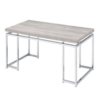 Coffee Table with Rectangular Tabletop and Metal Legs, Silver and Brown - BM209595