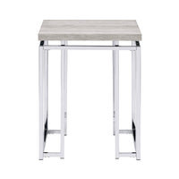End Table with Rectangular Tabletop and Metal Legs, Silver and Brown - BM209596