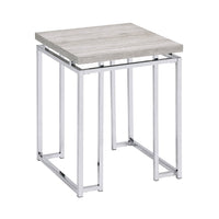 End Table with Rectangular Tabletop and Metal Legs, Silver and Brown - BM209596