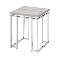 End Table with Rectangular Tabletop and Metal Legs, Silver and Brown - BM209596